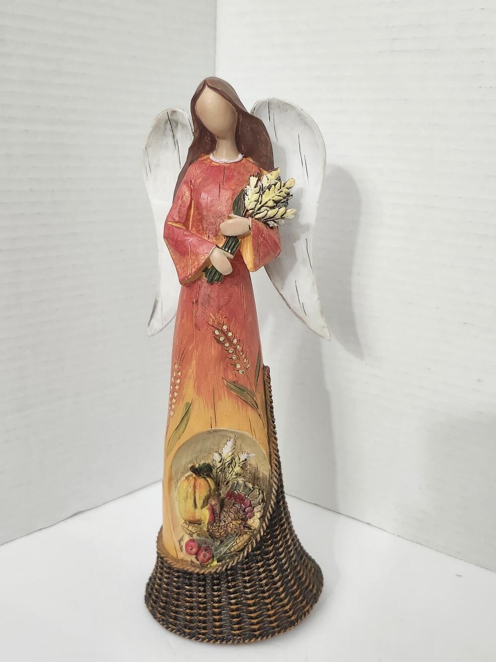 Valerie Parr Hill Harvest Angel Figurine Thanksgiving Turkey Wheat